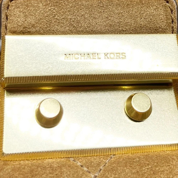 Michael Kors Tan Camel Suede Large Sloan Quilted Leather Shoulder Bag Chain - Picture 6 of 9